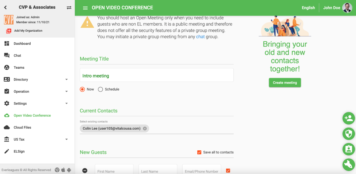 Everleagues Open Video Conference 